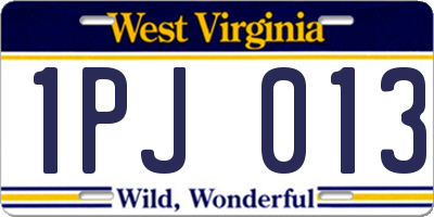 WV license plate 1PJ013
