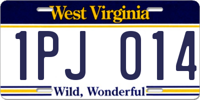 WV license plate 1PJ014