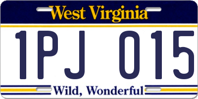 WV license plate 1PJ015