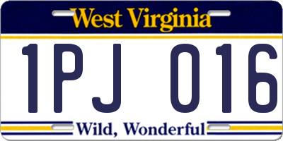 WV license plate 1PJ016