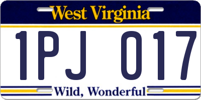 WV license plate 1PJ017