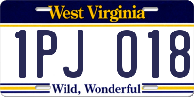 WV license plate 1PJ018