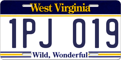 WV license plate 1PJ019