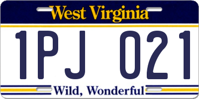 WV license plate 1PJ021