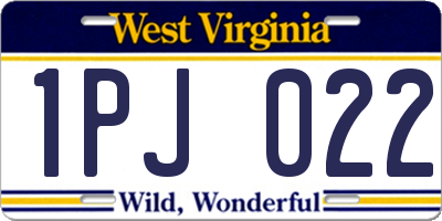 WV license plate 1PJ022