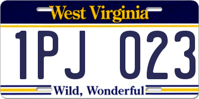 WV license plate 1PJ023
