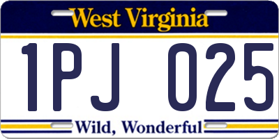 WV license plate 1PJ025