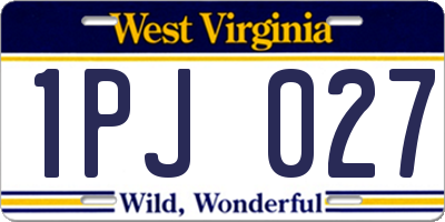 WV license plate 1PJ027