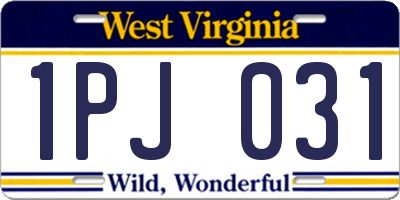 WV license plate 1PJ031