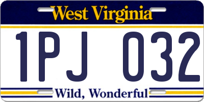 WV license plate 1PJ032