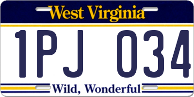 WV license plate 1PJ034