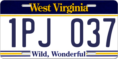 WV license plate 1PJ037