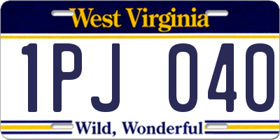 WV license plate 1PJ040