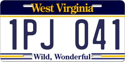 WV license plate 1PJ041