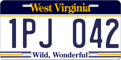 WV license plate 1PJ042