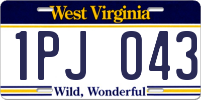 WV license plate 1PJ043