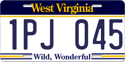 WV license plate 1PJ045