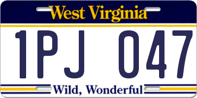 WV license plate 1PJ047