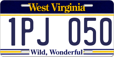 WV license plate 1PJ050