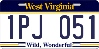 WV license plate 1PJ051