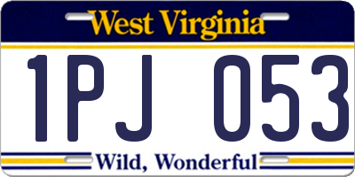 WV license plate 1PJ053