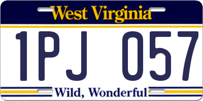 WV license plate 1PJ057