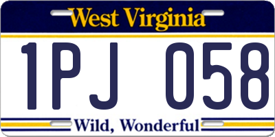 WV license plate 1PJ058
