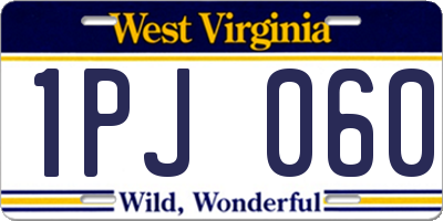 WV license plate 1PJ060
