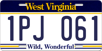 WV license plate 1PJ061
