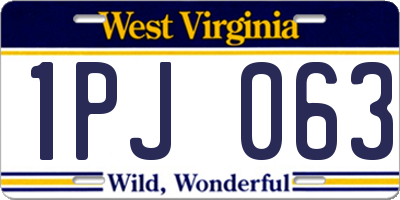 WV license plate 1PJ063