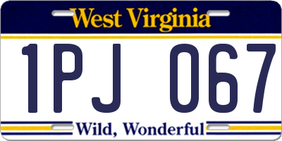 WV license plate 1PJ067