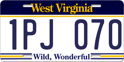 WV license plate 1PJ070