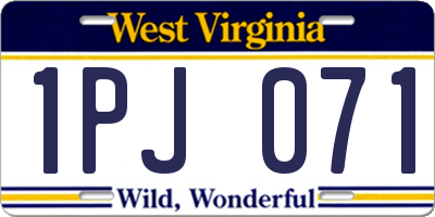 WV license plate 1PJ071
