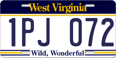 WV license plate 1PJ072