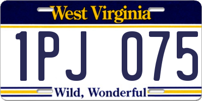 WV license plate 1PJ075