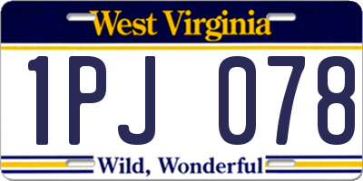 WV license plate 1PJ078
