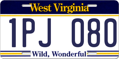 WV license plate 1PJ080
