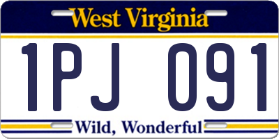WV license plate 1PJ091