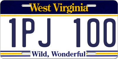 WV license plate 1PJ100