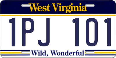 WV license plate 1PJ101