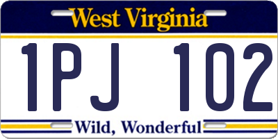 WV license plate 1PJ102