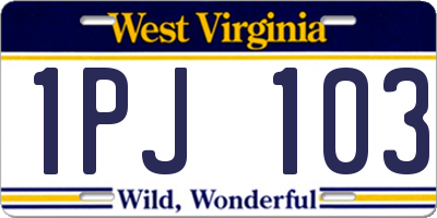 WV license plate 1PJ103