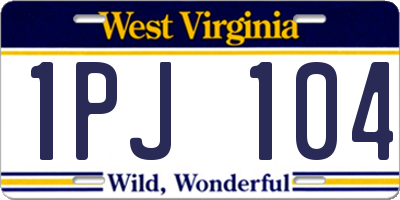 WV license plate 1PJ104