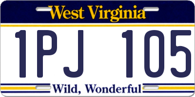 WV license plate 1PJ105