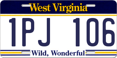 WV license plate 1PJ106