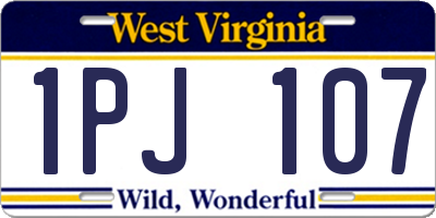 WV license plate 1PJ107
