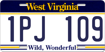 WV license plate 1PJ109