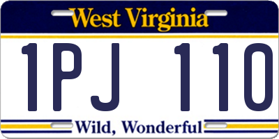 WV license plate 1PJ110