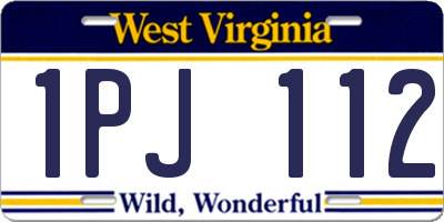 WV license plate 1PJ112