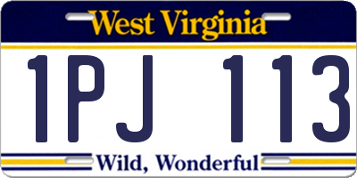 WV license plate 1PJ113